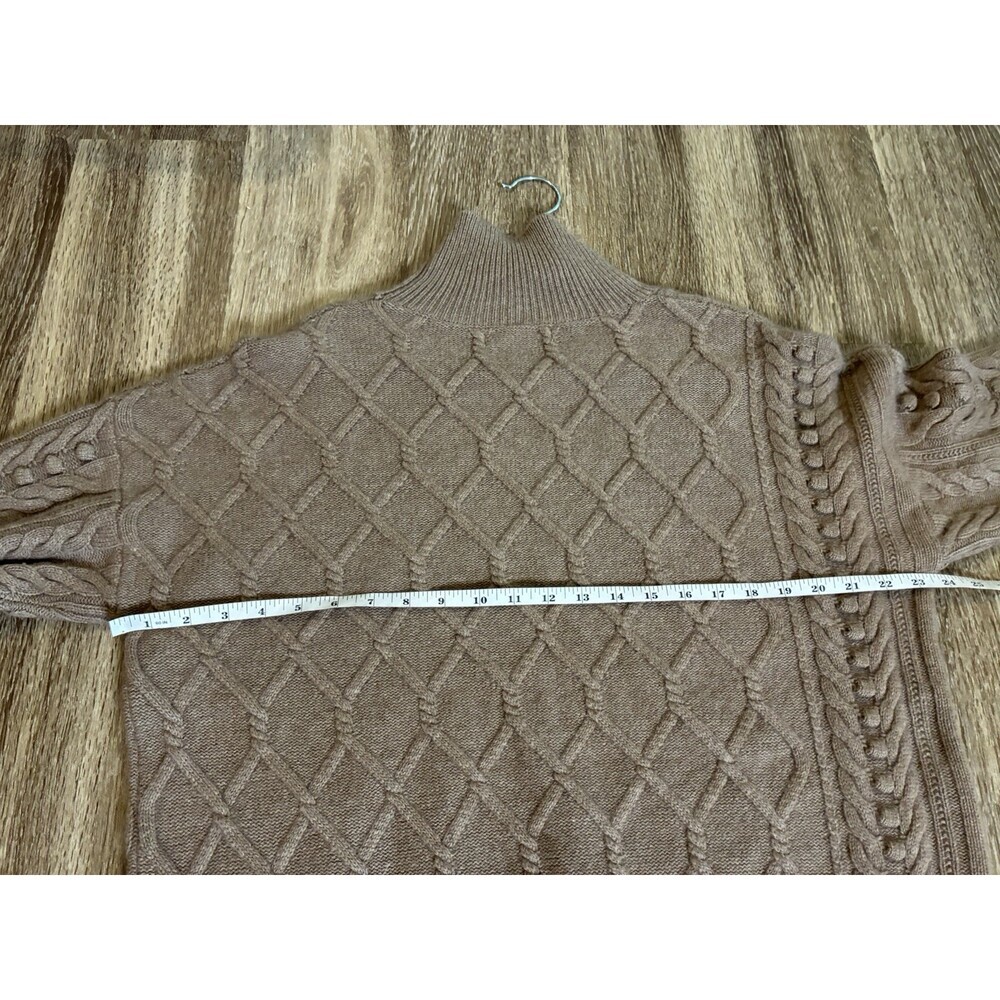 Chloe 100% Cashmere Diamond Cable Knit Turtleneck Sweater Beige Size 36 US Small - Picture 7 of 7